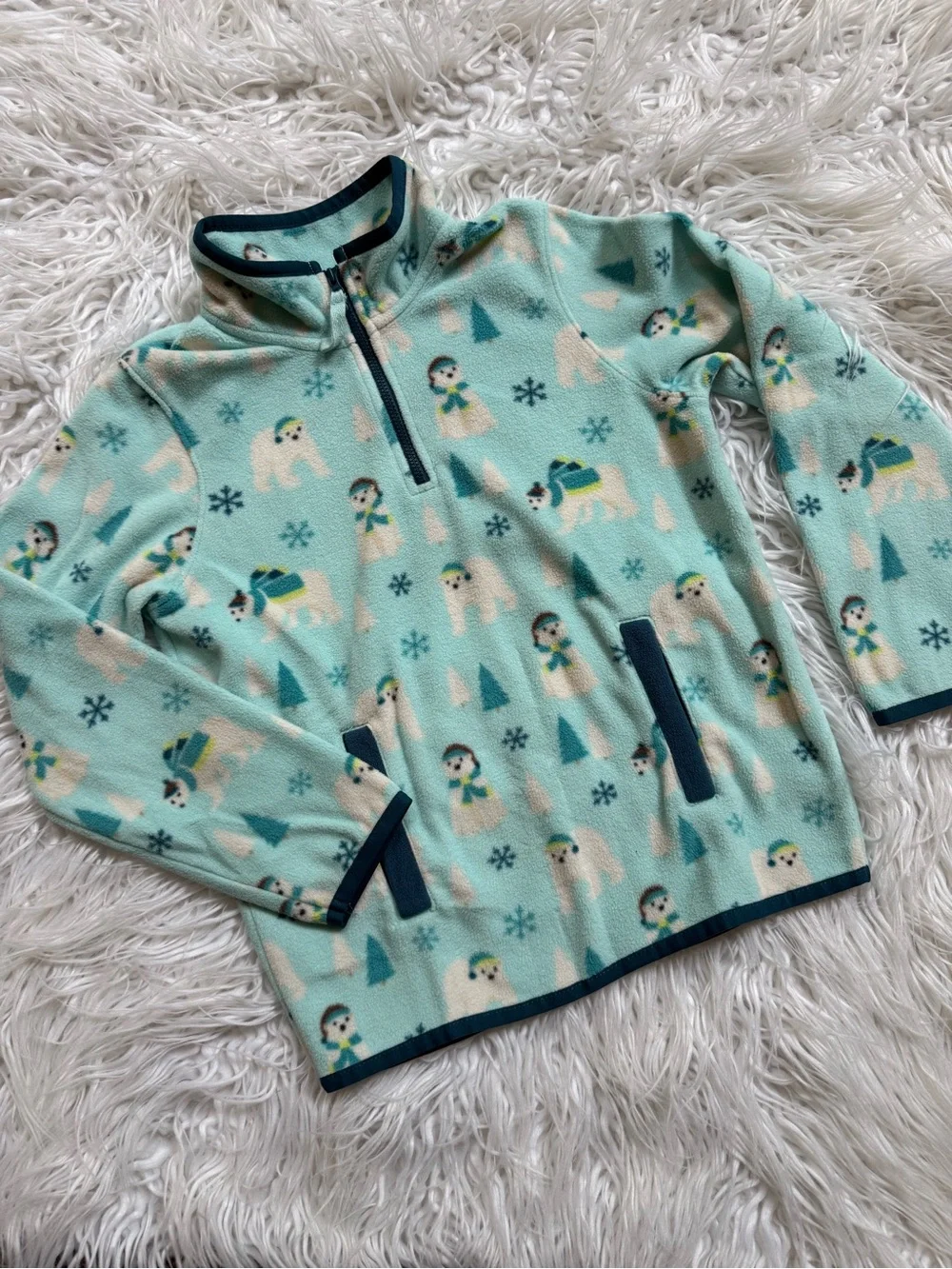 Gymboree Blue Fleece Pullover with Polar Animal Print